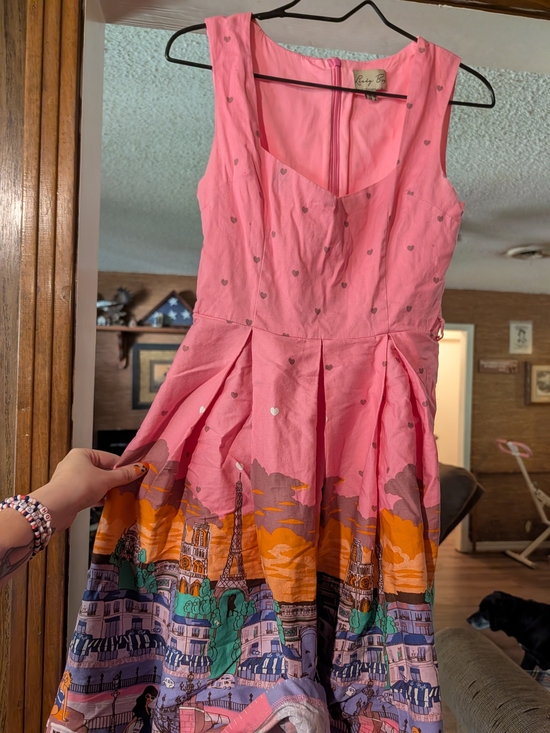 Lindy Bop Dresses & Skirts - Lindy Bop Pink Paris Print Fit-and-Flare Dress